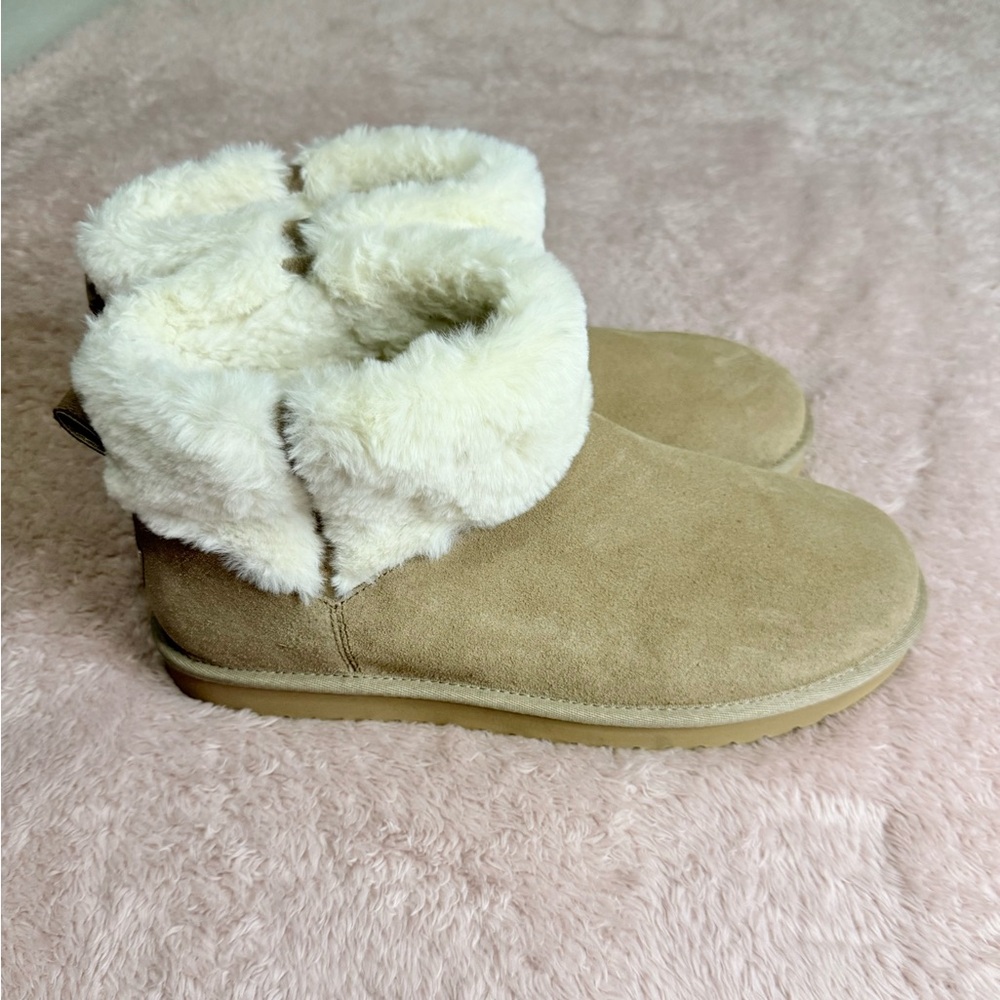 New Ugg Koolaburra Leather Fully Lined Faux Fur Bootie Winter boots W 11 - Picture 2 of 7